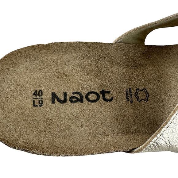 Naot Womens Cork Footbed Sandals Gold Leather & Natural Cork EU 40/US 9–9.5 NWOT - Picture 5 of 6